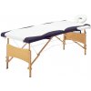 Masážní stůl a židle zahrada-XL Skládací masážní stůl 2 zóny dřevěný bílý a fialový