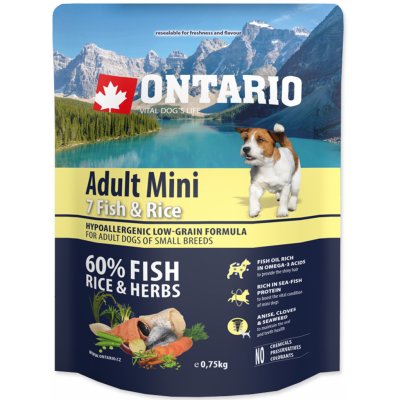 Ontario Adult Mini 7 Fish & Rice 2 x 0,75 kg