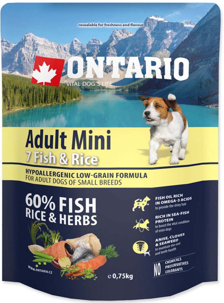 Ontario Adult Mini 7 Fish & Rice 2 x 0,75 kg