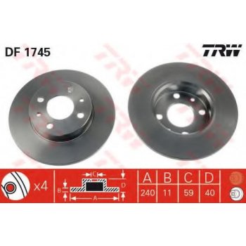 TRW Brzdový kotouč - 241 mm TRW DF1745