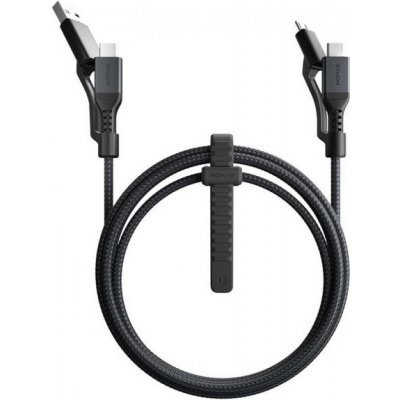 Nomad Kevlar NM01326885 univerzální opletený s konektory USB-C / USB-A / micro USB pro iPhone / iPad / MacBook, 1,5m, černý – Zboží Mobilmania