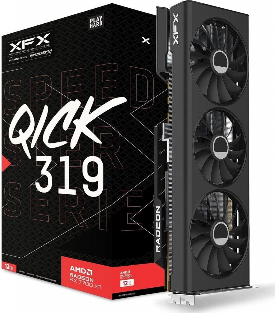 XFX Speedster RX 7700 XT QICK319 Black Gaming 12GB GDDR6 RX-77TQICKB9