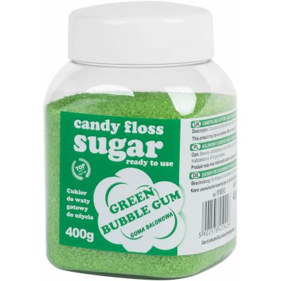 Candy floss Cukr na cukrovou vatu s příchutí žvýkačky zelený 400g – Zboží Mobilmania