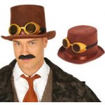 Hnědý klobouk steampunk s brýlemi – Hledejceny.cz