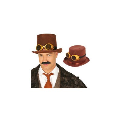 Hnědý klobouk steampunk s brýlemi – Hledejceny.cz