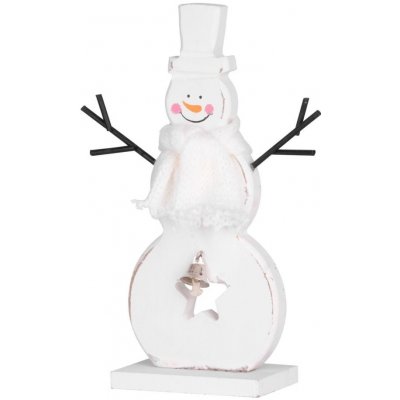 MagicHome Dekorace Vánoce Woodeco Sněhulák bílý bal. 2 ks 10x20 cm – Hledejceny.cz
