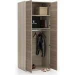 Plan Kancelářská šatní skříň LAYERS, šatní tyč, 800 x 600 x 1905 mm, dub přírodní / dub mořený – Zboží Dáma