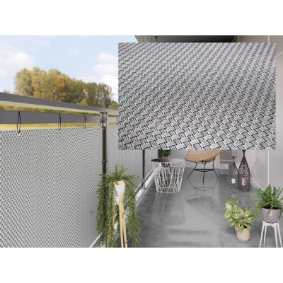 MyBestHome balkonová ratanová zástěna s očky Pori 0,9 x 2 m černá / bílá – HobbyKompas.cz