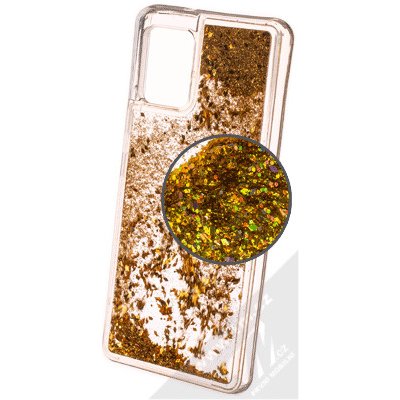 Pouzdro 1Mcz Liquid Diamond Sparkle ochranné s přesépacím efektem třpytek Samsung Galaxy A42 5G zlaté