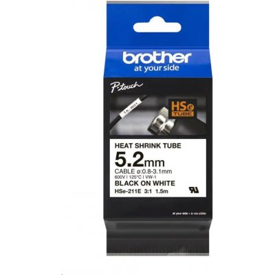 Brother HSE-211E, bužírka bílá / černá 5,2 mm – Zboží Dáma