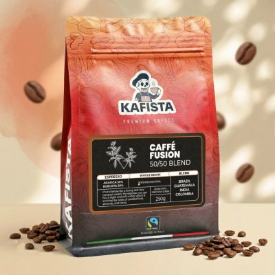 Kafista Káva Café Fusion 50/50 v Itálii Směs Arabica & Robusta na espresso zrnková 250 g – Hledejceny.cz