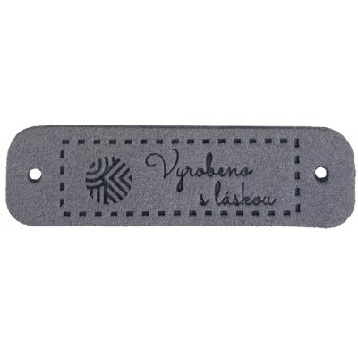 Pro Háčkování Handmade cedulka Vyrobeno s láskou 15 x 55 mm šedá koženka – Zboží Dáma