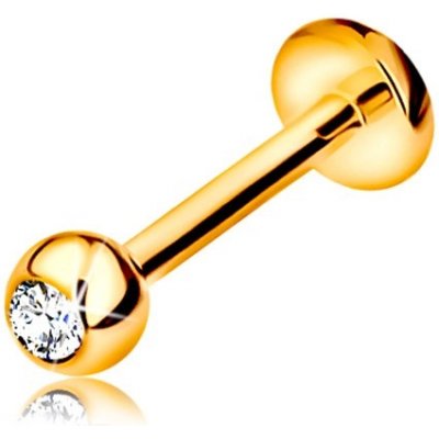 Šperky Eshop zlatý piercing do rtu a brady labret s kuličkou se zirkonem a kolečkem S2GG184.53 – Zbozi.Blesk.cz