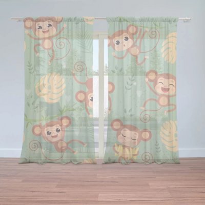 Sablio Záclony Roztomilé opičky: 2ks 150x250cm – Zboží Mobilmania