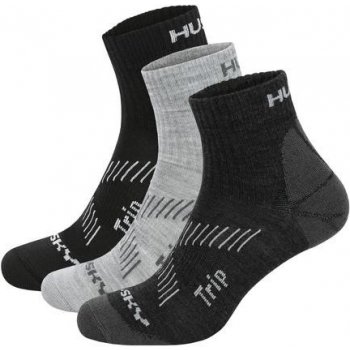 Husky ponožky Trip 3pack černá/sv. šedá/tm. šedá