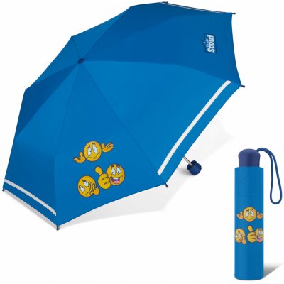 Scout Emoji Blue dětský skládací deštník s reflexním proužkem modrý – Zboží Mobilmania