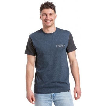 Meatfly pánské tričko Pitstop Navy Heather/Charcoal Heather Modrá