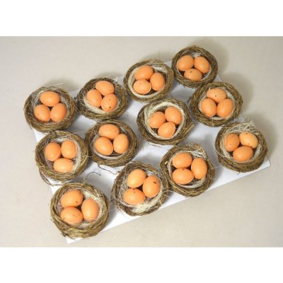 Hnízdečko 6 cm se třemi hnědými vajíčky – Zboží Mobilmania