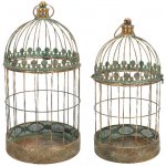 Klec ptačí AGED METAL, kov, zlatá/tyrkys patina, pr.23-26x44-50cm, S2|Esschert Design – Hledejceny.cz