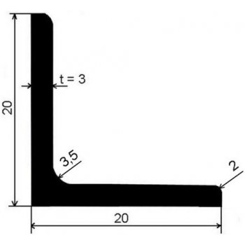 Profil L rovnoramenný 20 x 20 x 3 mm válcovaný