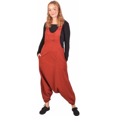 Sanu Babu Turecké kalhoty s laclem červené velmi nízký sed kapsy a knoflíčky – Zboží Mobilmania