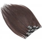 Clip in vlasy k prodlužování 60cm 120g 100% lidské REMY tmavě hnědá – Sleviste.cz