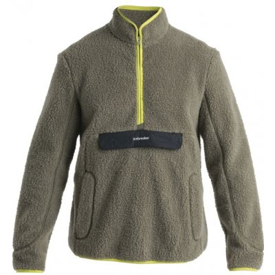 Icebreaker Mens ICL RealFleece High Pile LS Half Zip Loden/Black/Bio Lime/Cb – Zboží Mobilmania