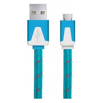 Esperanza EB176B - 5901299920169 Micro USB 2.0 A-B M/M, opetený, plochý, 1m, modrý