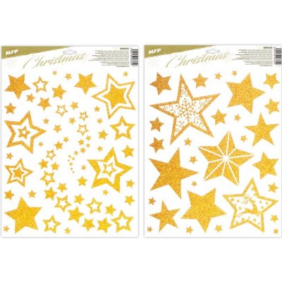 UNIPAP okenní fólie vánoce glitr VA028 zlaté 30x42cm 3091 8886452 375485 – Hledejceny.cz