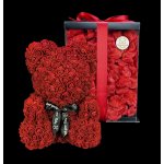 Medvídárek BIG Romantic medvídek z růží 40cm dárkově balený - tmavě červený – Zboží Dáma