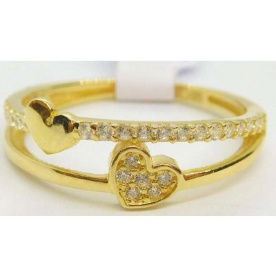 Klenoty Budín Srdíčkový dámský zlatý prsten se zirkony HK1205 – Zboží Dáma