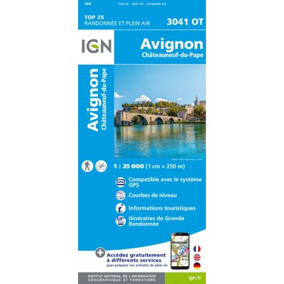 IGN vydavatelství mapa Avignon, Chateauneuf-du-Pape 1:25 t.