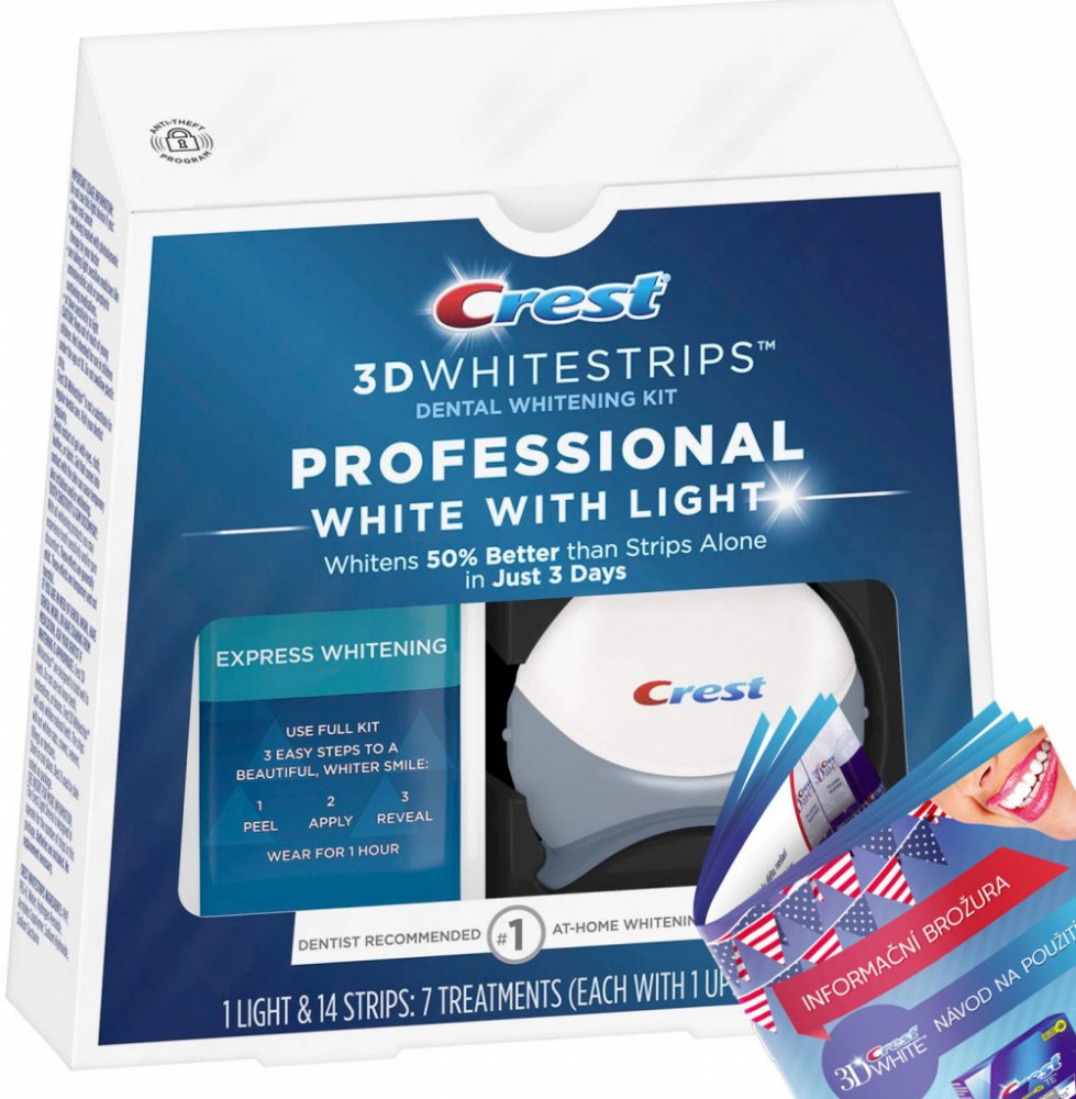 Procter & Gamble Bělicí pásky Crest 3D White s bělicí lampou 14 ks |  Srovnanicen.cz