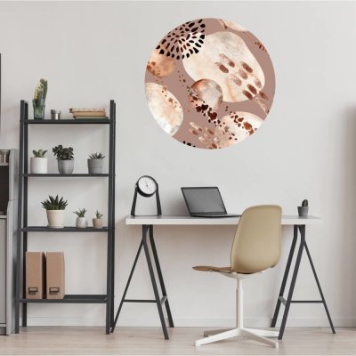 INSPIO Samolepka Samolepky na zeď do kanceláře v hnědé barvě geometrie, ornamenty rudá, hnědá, krémová rozměry 100x90 – Zboží Mobilmania
