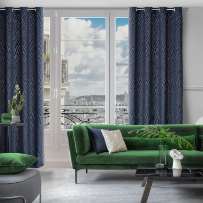 Pierre Cardin ZÁVĚS NA KROUŽCÍCH PIERRE CARDIN INGA 140X250 CM TMAVĚMODRÁ – Sleviste.cz