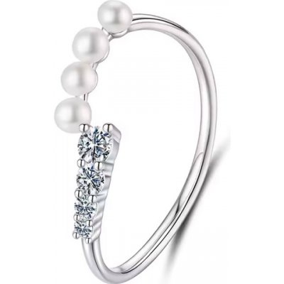 Grace Silver Stříbrný prsten s perlou a MOISSANITEM CERTIFIKÁT P MSR084 – Hledejceny.cz