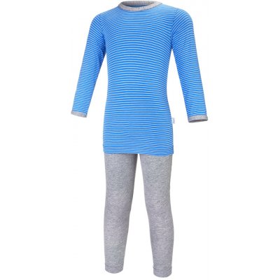 Little Angel Pyžamo DR Outlast® pruh modrobílý šedý melír – Sleviste.cz