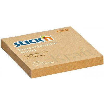StickN KraftNotes 76 × 76 mm, 100 listů, samolepicí, přírodní, z recyklovaného papíru, blok na poznámky 21639 – Hledejceny.cz