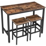 VASAGLE Barový set - stůl + židle Industry, hnědá/černá, – Zboží Mobilmania