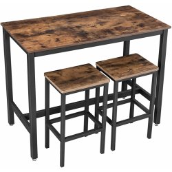 VASAGLE Barový set - stůl + židle Industry, hnědá/černá,