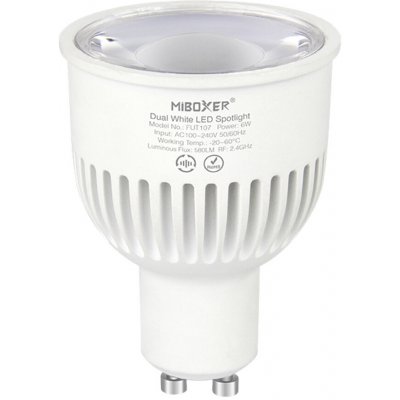 Miboxer LED stmívatelná žárovka GU10, CCT, 6W, 2.4GHz, FUT107 – Hledejceny.cz