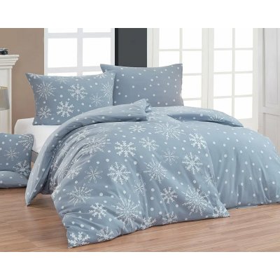 Matějovský povlečení SNOWFLAKES sněhové vločky modré flanel premium 140x200 70x90 – Hledejceny.cz