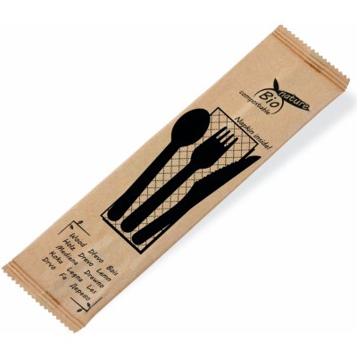 Wimex Příborová sada dřevěná nůž-vidlička-lžíce ubrousek – Zboží Mobilmania