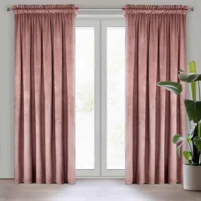 EUROFIRANY ZATEMŇOVACÍ ZÁVĚS NA PÁSCE ROSA 140X270 CM TMAVĚŘŮŽOVÁ – Sleviste.cz
