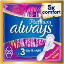 Always Platinum Night Velikost 3 Hygienické Vložky s křidélky 22 ks