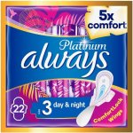 Always Platinum Night Velikost 3 Hygienické Vložky s křidélky 22 ks – Zbozi.Blesk.cz