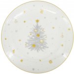 by inspire Vánoční mělký porcelánový talíř Stříbrná Koleda, 27 cm, stříbrná/zlatá – Zbozi.Blesk.cz