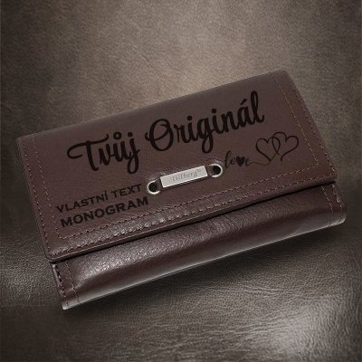 Dámská hnědá kožená peněženka TILLBERG LUXURY s monogramem a vlastním textem