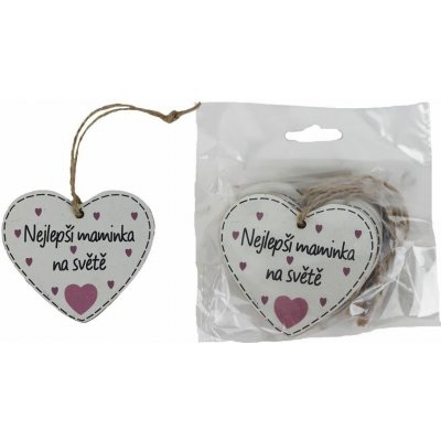 Srdce k zavěšení s nápisem Nejlepší maminka na světě, 10 ks D7869 – Zboží Živě