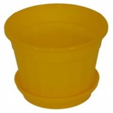 INJETON PLAST Plastový květináč s miskou 16 cm žlutý